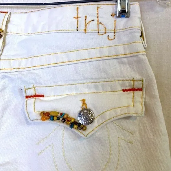 True Religion Jean Size 2 Embroidered Tan Bermuda Shorts - Picture 13 of 13